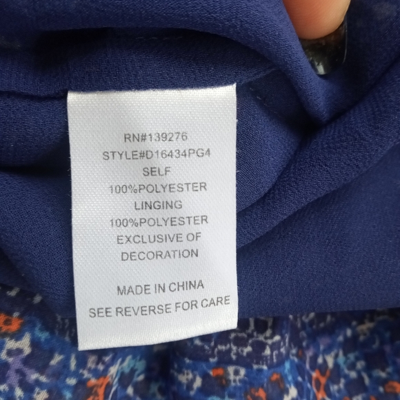 Daniel Rainn Blue Floral Boho Tank Top Sleeveless Blouse Crochet Lace Trim - Picture 7 of 7